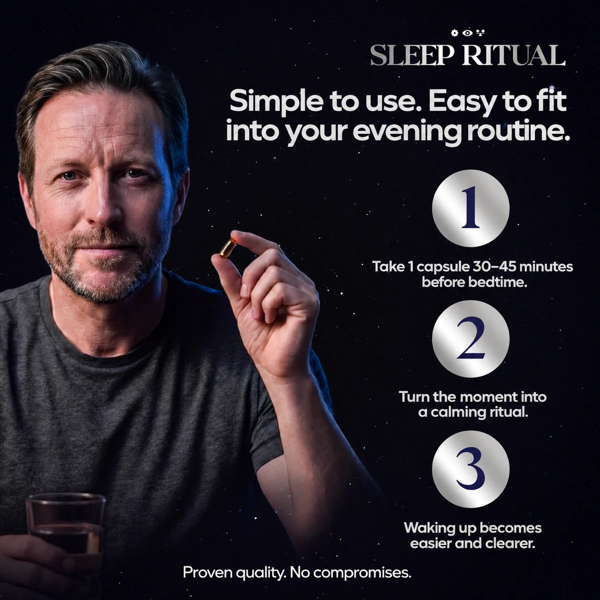 How to take Sleep Ritual — one capsule 30 to 45 minutes before bed